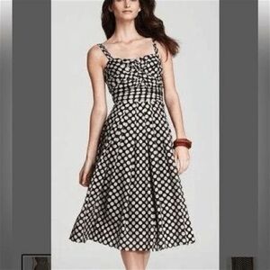 Lafayette 148 New York Black and Cream Spotted Sleeveless Dress